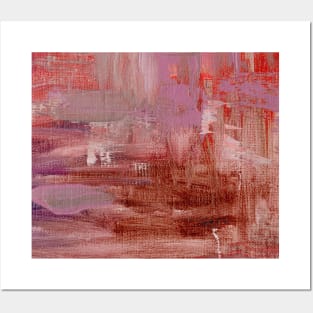 Abstract Oil Painting Waterlily Pink White Red Posters and Art